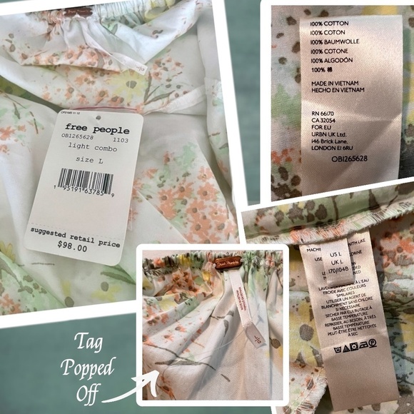 FREE PEOPLE Let The Sunshine In Cotton Strappy Sleeveless Back-Tie MiniDress NWT - Picture 12 of 15